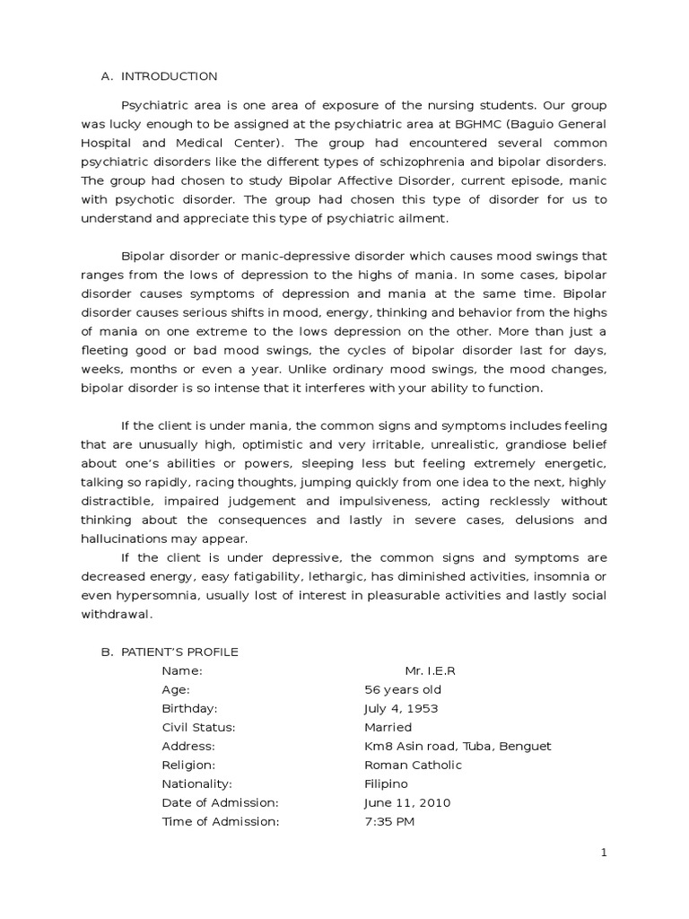 Cases Study On Bipolar | PDF | Bipolar Disorder | Mania
