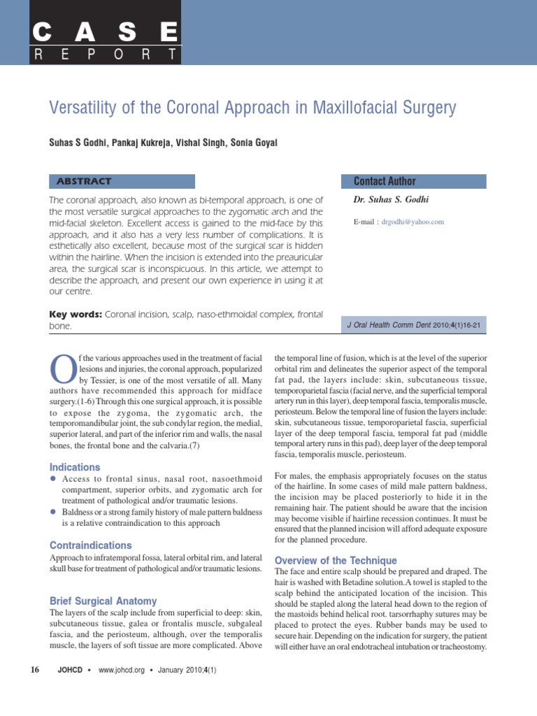Coronal Approach in Maxillofacial Surgery | PDF | Surgery | Primate Anatomy