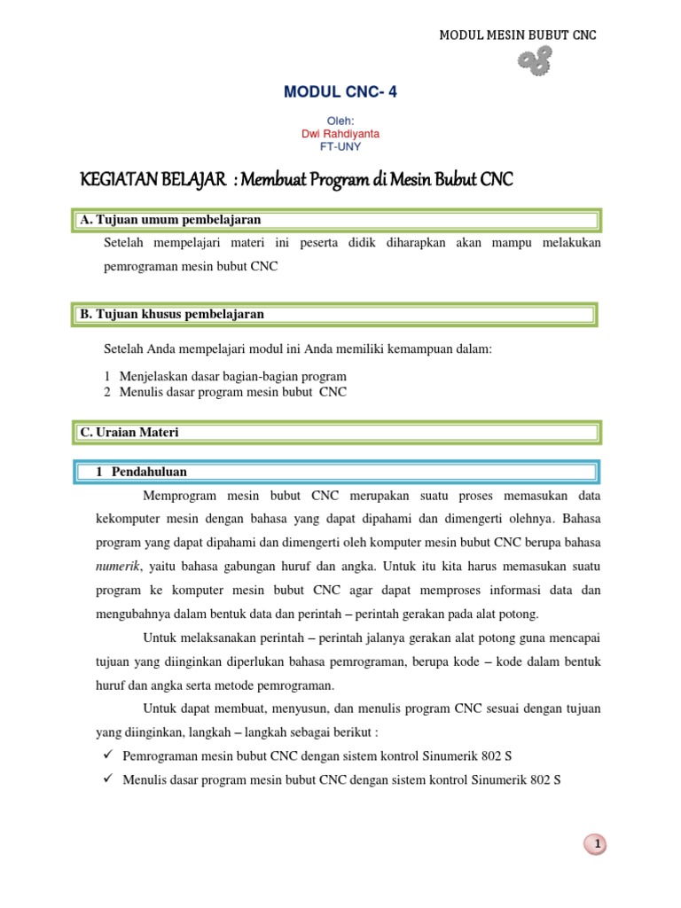Pemrograman Mesin Bubut CNC Dasar | PDF