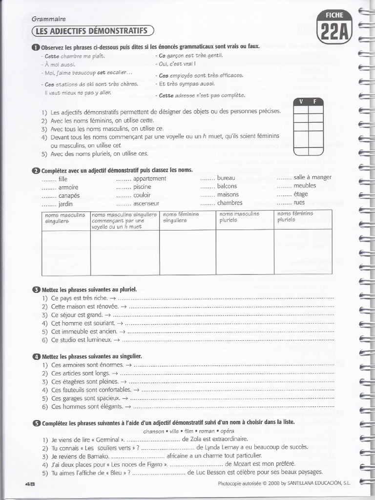 22 Les Adjectifs Demonstratifs