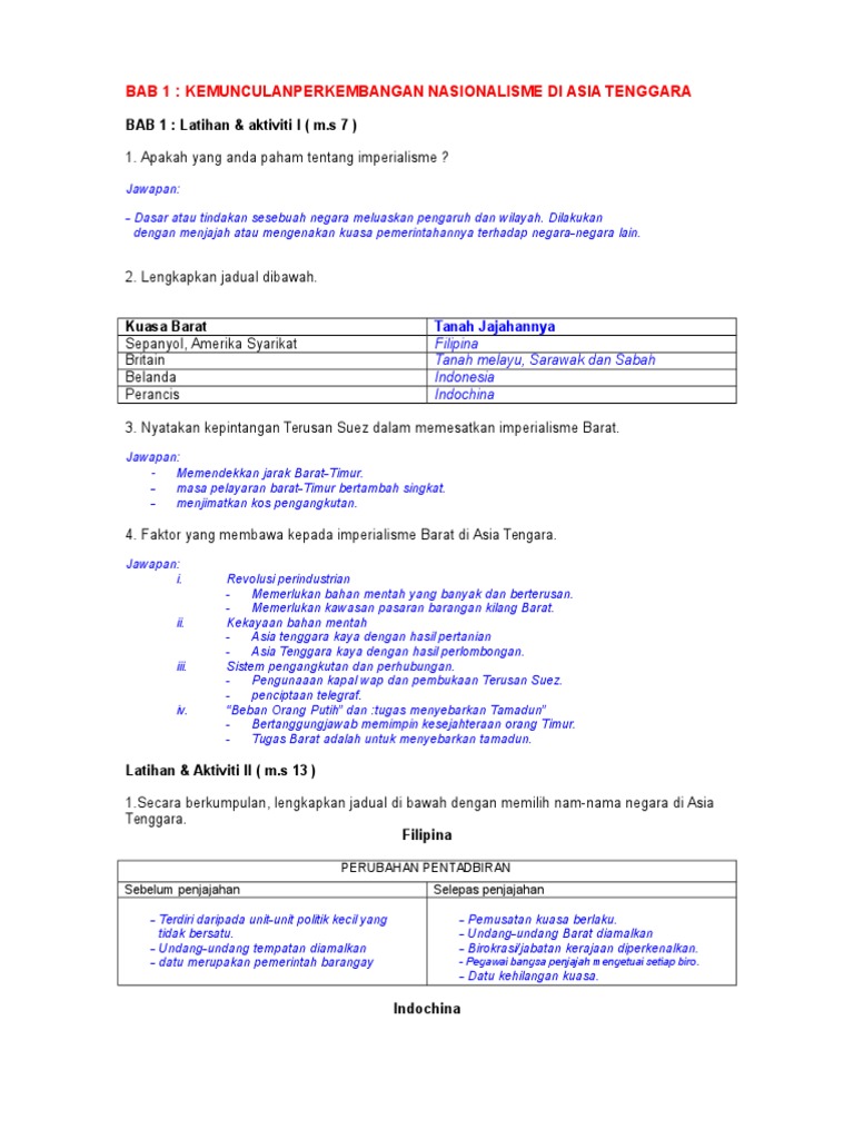Soalan Esei Sejarah Nasionalisme Di Asia Tenggara 