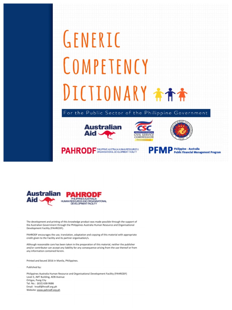 Generic Competency Dictionary | Competence (Human Resources ...