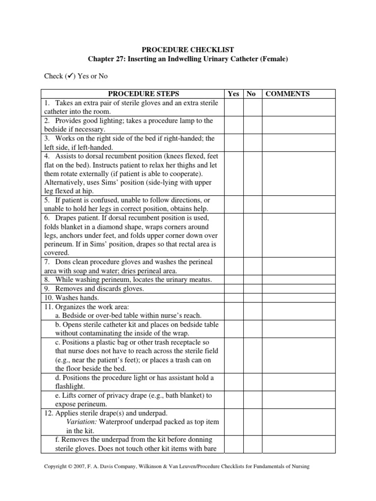 Checklist PDF PDF Labia Catheter