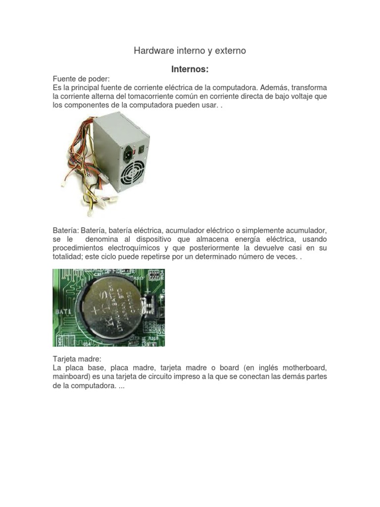 Hardware Interno y Externo | Descargar gratis PDF | Periférico