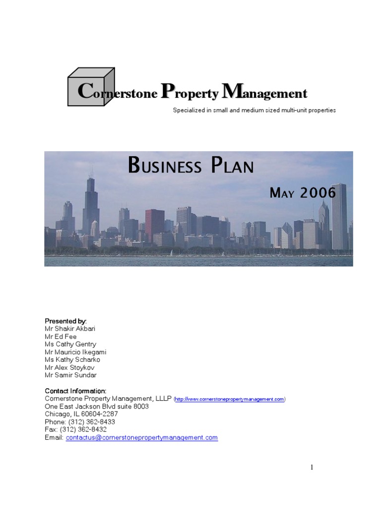 Cornerstone Property Management Business Plan PDF Property
