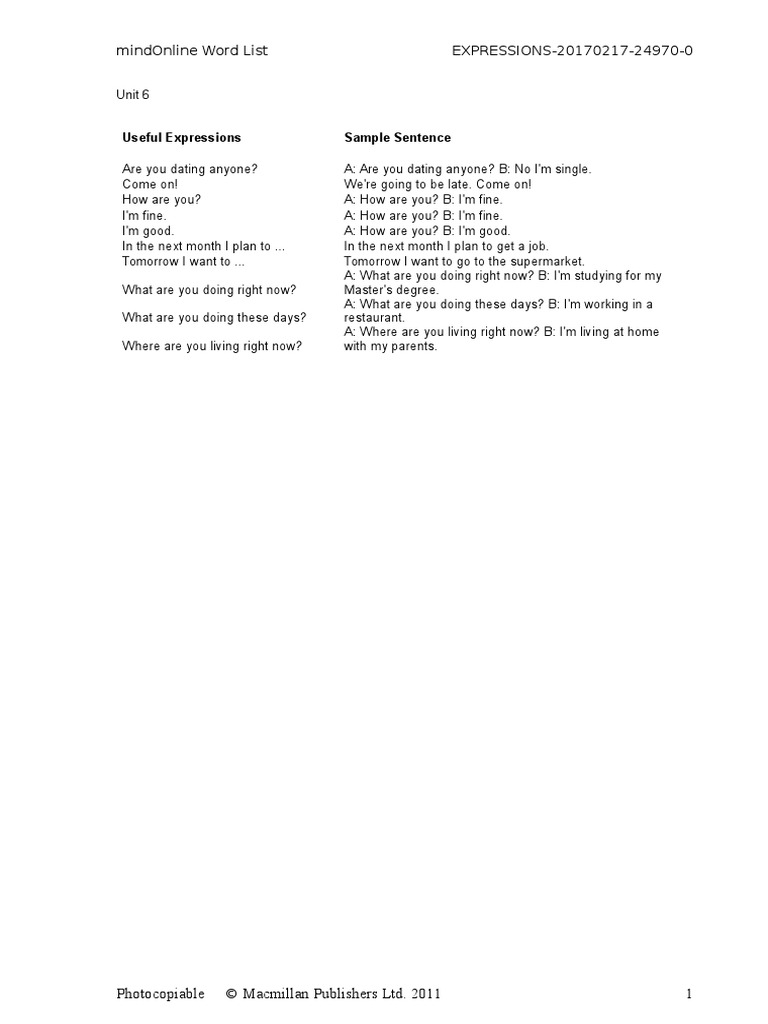 Mindonline Word List Expressions-20170217-24970-0: Useful Expressions ...