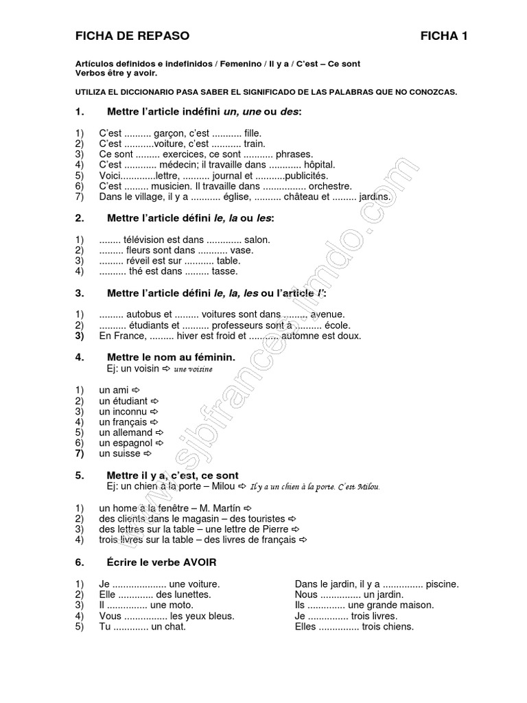 Ficha de Repaso 1 PDF | PDF | Maison et jardin