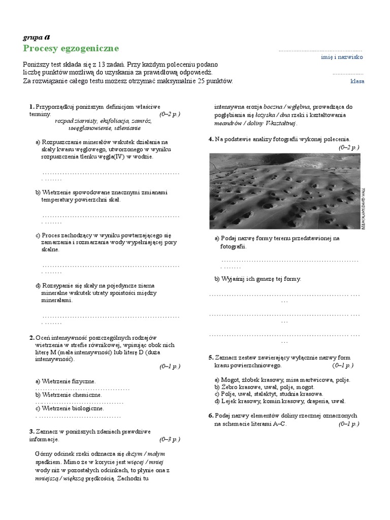 Sprawdzian Z Geografii Przegląd Regionów Geograficznych Część 1