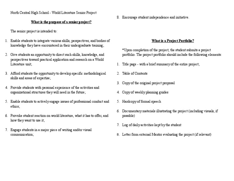 What Is The Purpose of A Senior Project? | PDF
