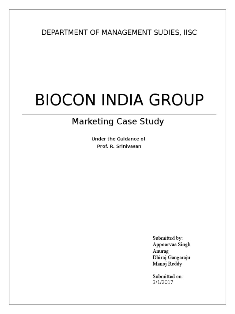 Biocon India Case Study Pdf Pharmaceutical Industry