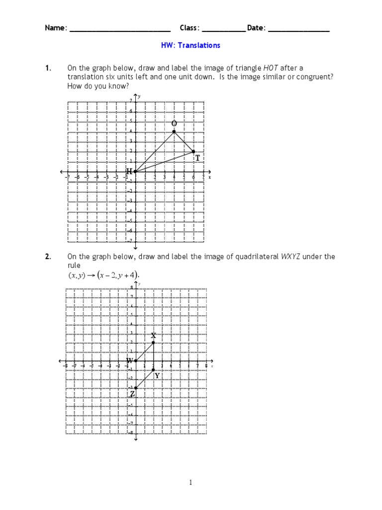 Geometry translation worksheet pdf picture