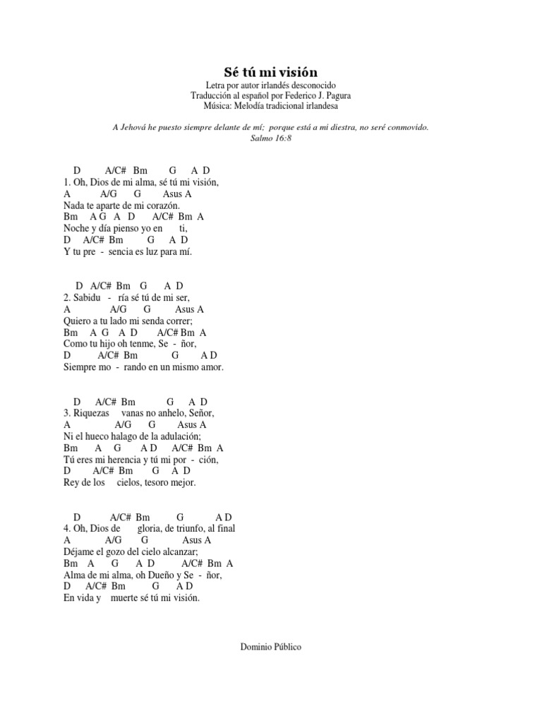 Sé Tú Mi Visión: Letra y Acordes | PDF