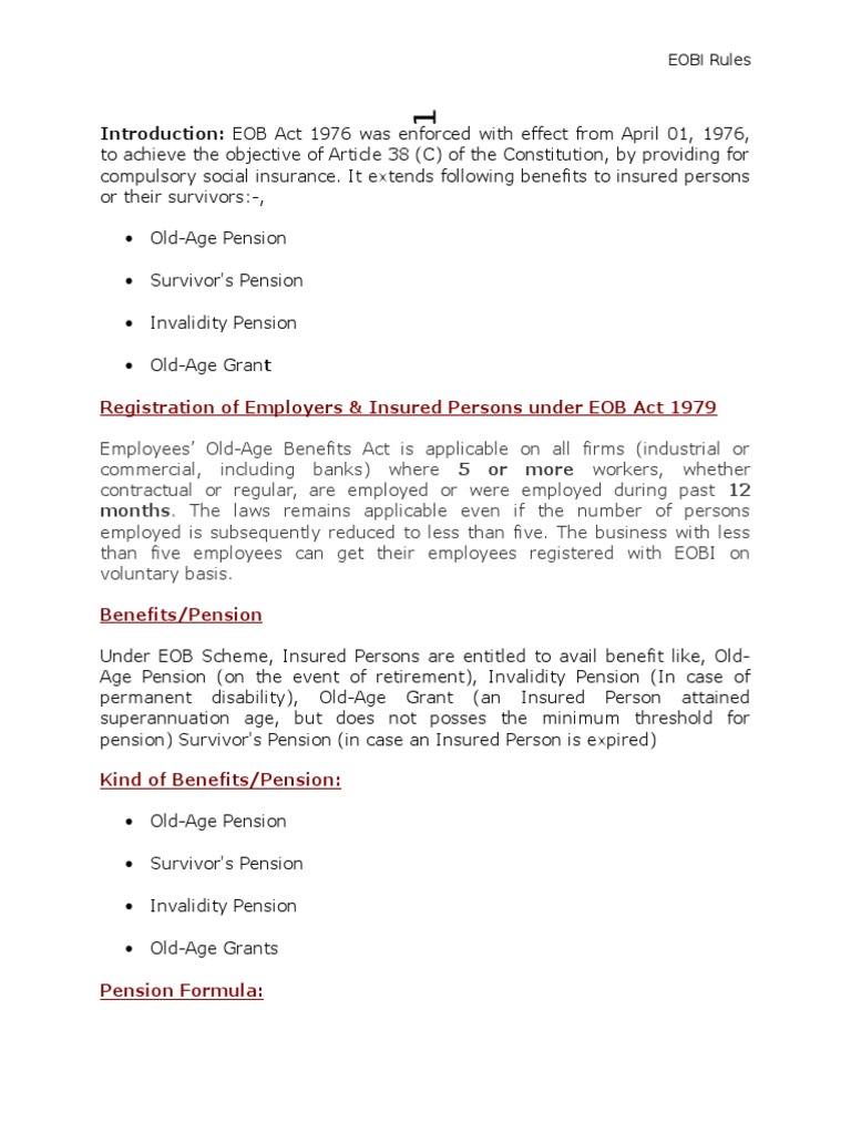 EOBI | PDF | Pension | Employment
