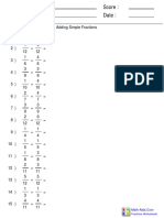 Name: Teacher: Date: Score:: Fractions Worksheets