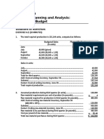 Financial Planning and Analysis: The Master Budget: Solutions To Exercises