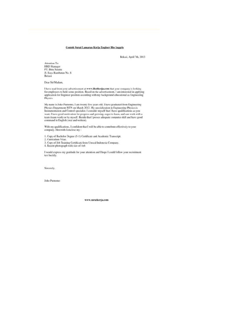 Contoh Surat Lamaran Pekerjaan Dalam Bahasa Inggris Pertama Adobe Systems Retail