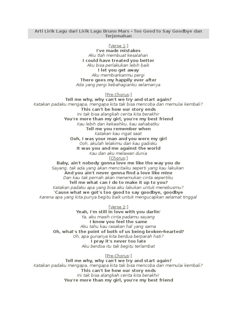 To Good To Say Goodbye PDF