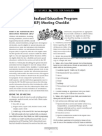 Individualized Education Program (IEP) Meeting Checklist: Bright Futures Tool For Families