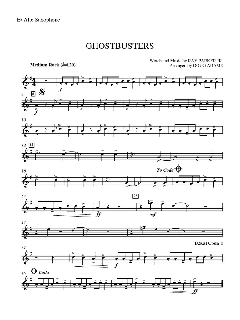 Ghostbusters Eb Alto Saxophone Leisure