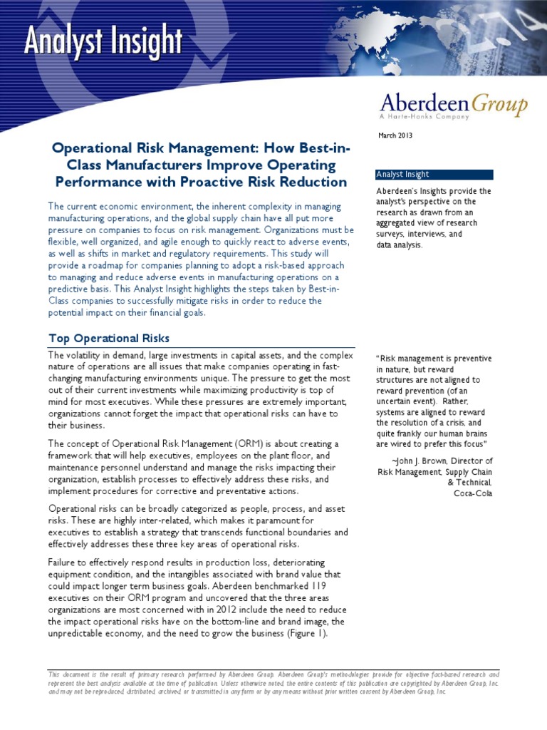 Operational Risk Management Improve Operating Performance PDF | PDF ...