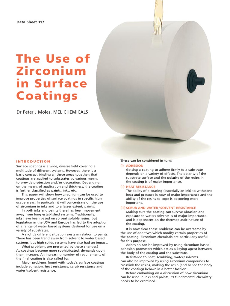 The Use of Zirconium in Surface Coatings (MEL Chemicals) Zirconium