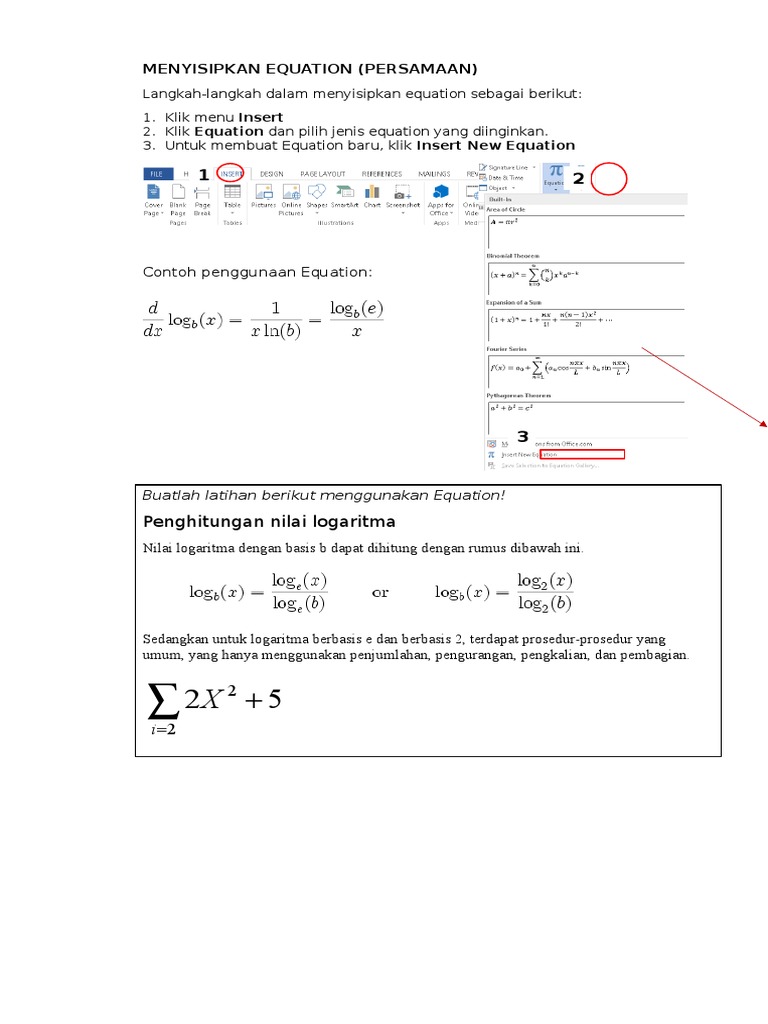 Modul Dan Latihan Equation di Microsoft Word