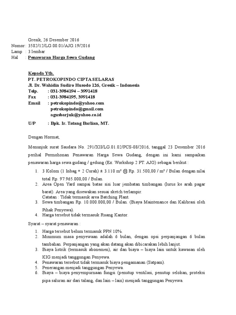 Surat Penawaran Gudang  PDF