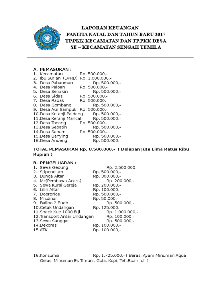 Laporan Panitia Natal