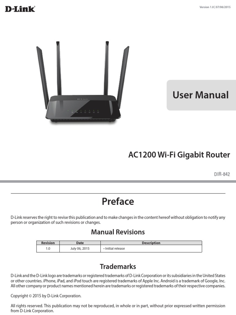 DIR-842 A1 Manual v1.00 | PDF | I Pv6 | Ip Address