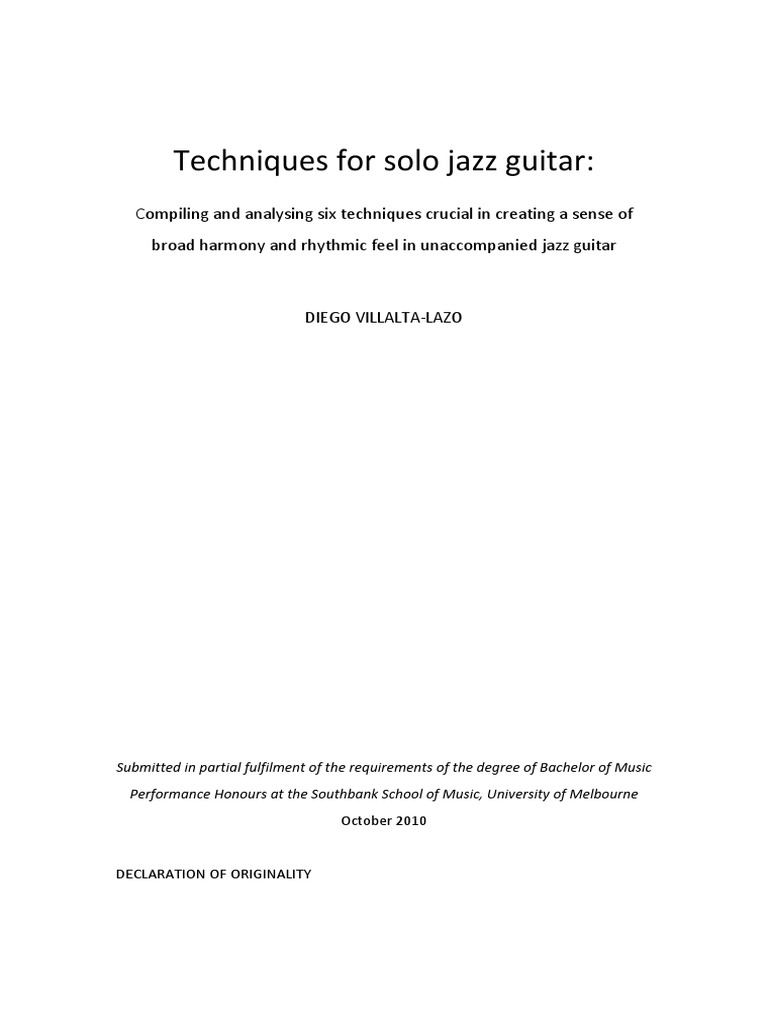 Jazz Guitar Techniques Thesis. PDF Jazz Bass Guitar