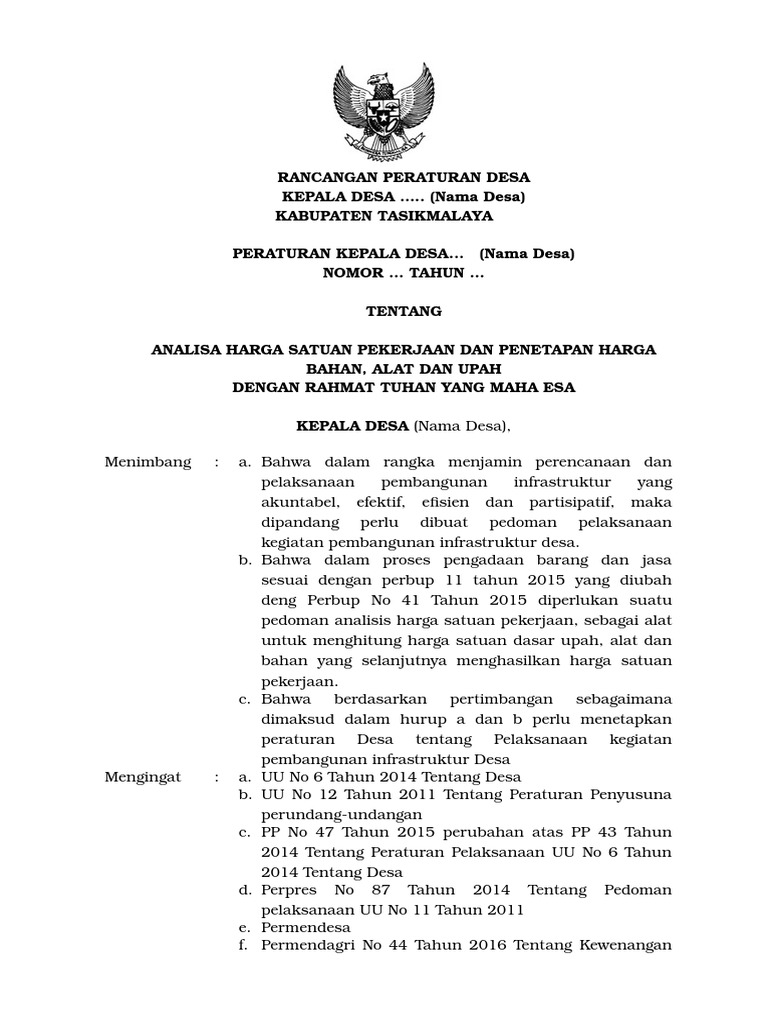 Rancangan Peraturan Desa