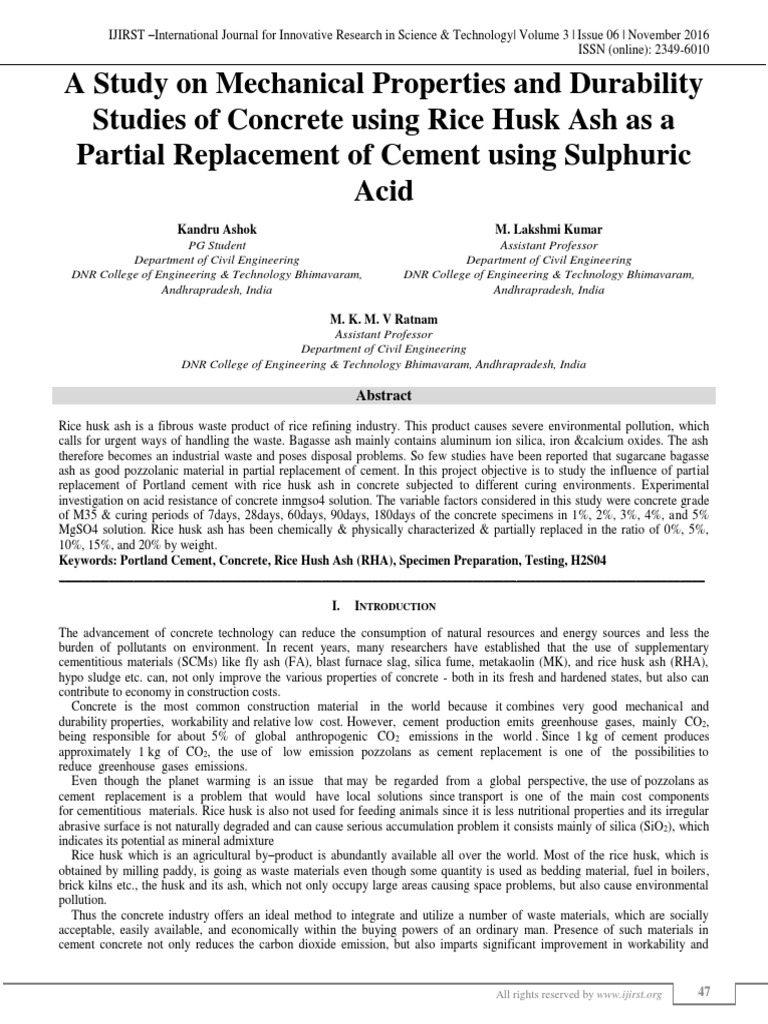Concrete Durability with Rice Husk Ash | PDF | Concrete | Cement