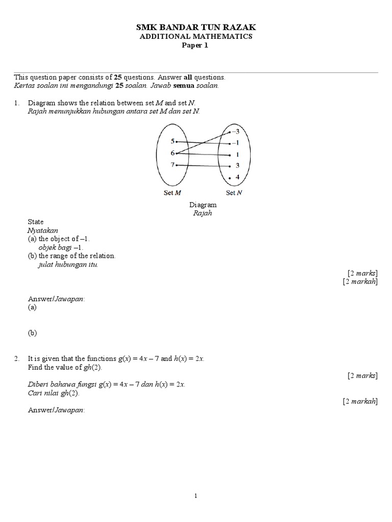 SPM Matematik Tambahan Tingkatan 4 | PDF | Quadratic Equation | Geometry