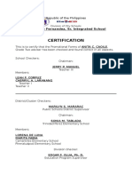 Certification: Don Alipio Fernandez, Sr. Integrated School