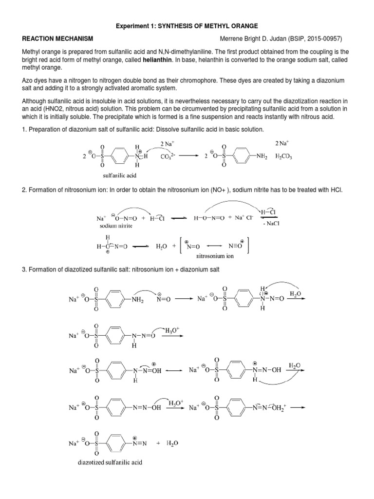 Synthesis, preparation and mechanism of methyl orange, image