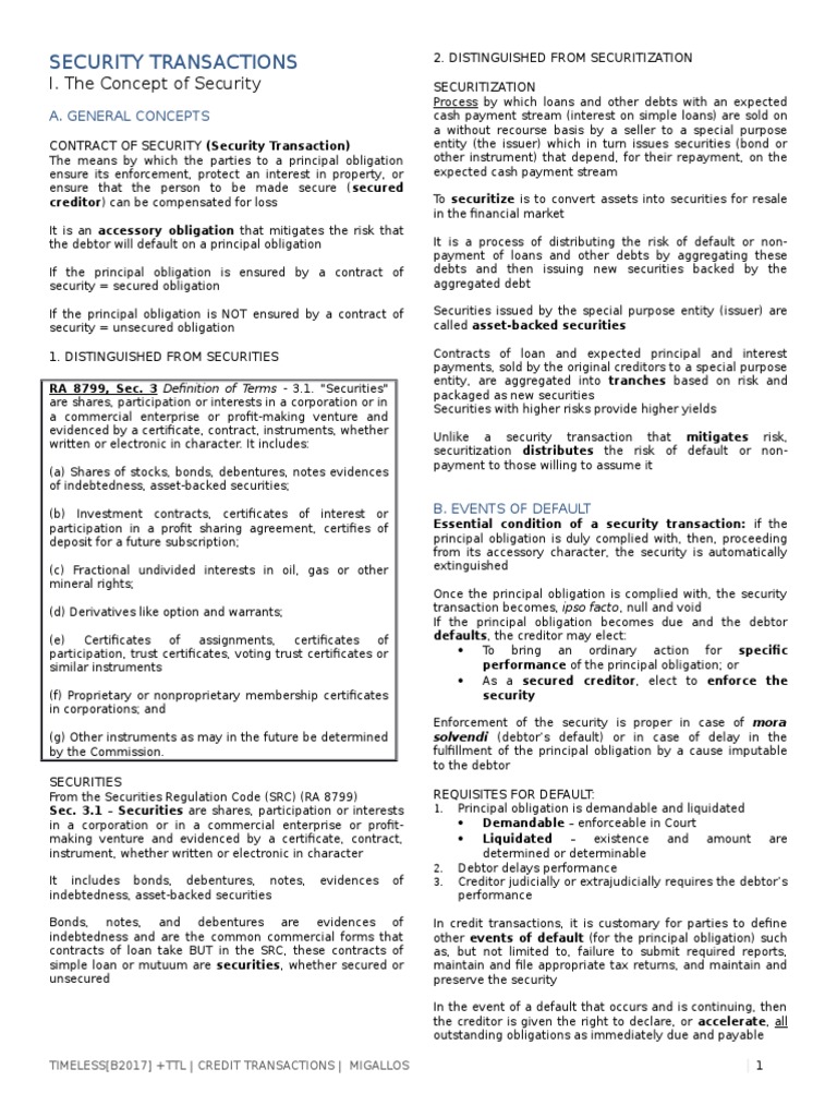 4 - Security Transactions - Guranty - Surety | PDF | Guarantee | Letter ...