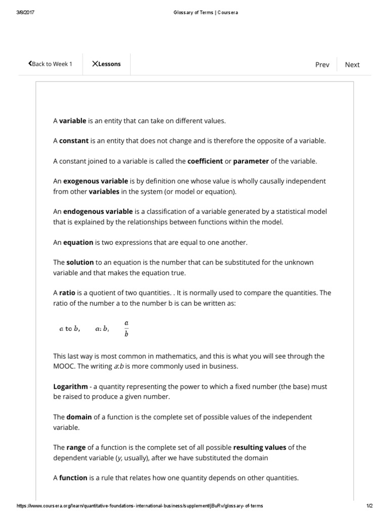 Back To Week 1 Lessons | PDF | Variable (Mathematics) | Equations