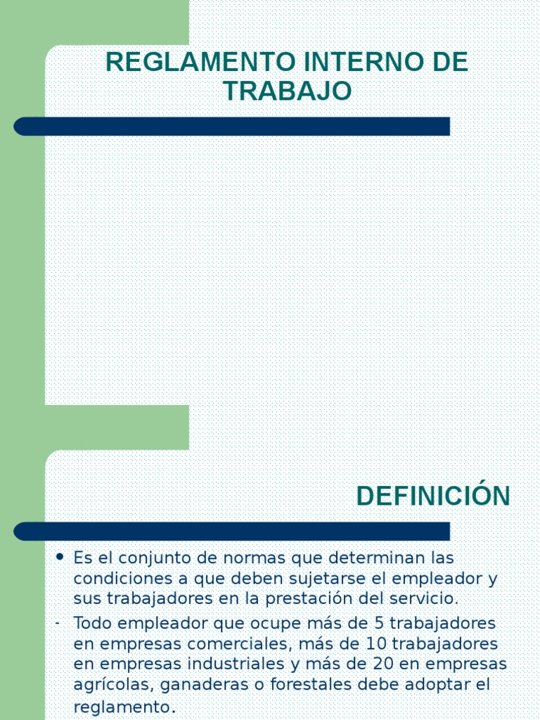 Reglamento Interno de Trabajo Derecho laboral Regulación