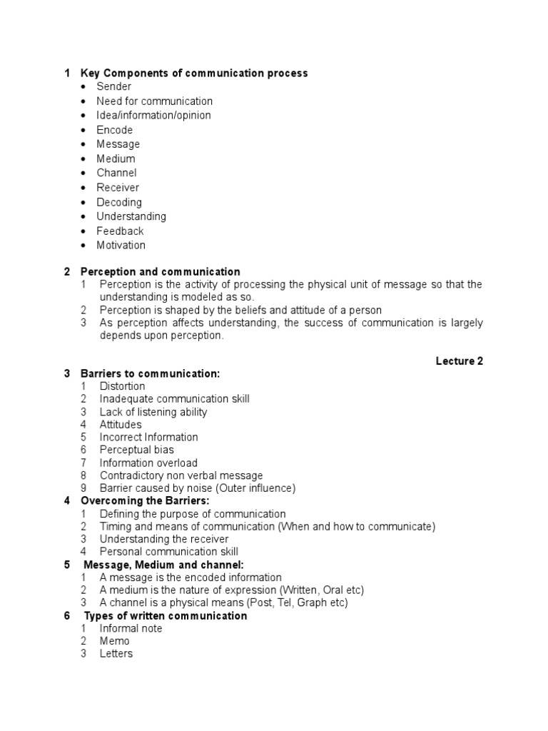Key Components of Communication Process | PDF | Perception | Communication