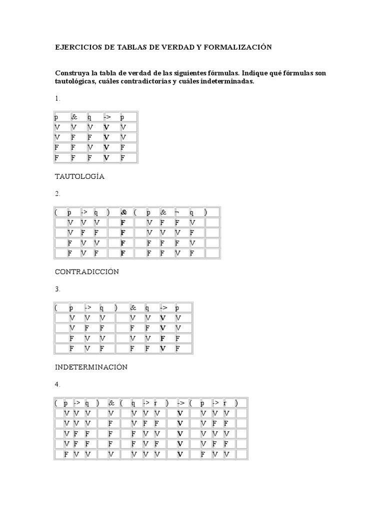 Ejercicios de Tablas de Verdad Eddy Lógica Expresiones lógicas
