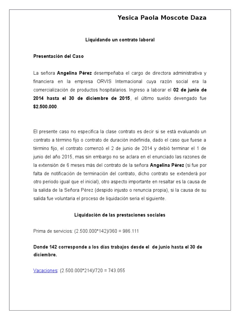 Liquidando Un Contrato Laboral