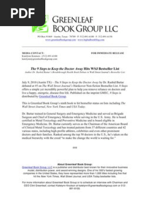 The 9 Steps to Keep the Doctor Away Hits WSJ Bestseller List