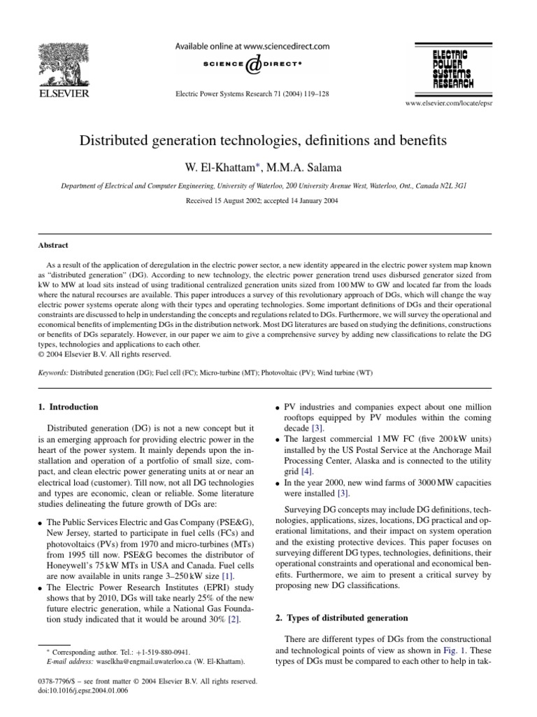 Introduction To Distributed Generation | PDF | Fuel Cell | Photovoltaics