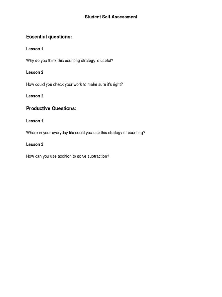 Student Math Reflection Guide | PDF