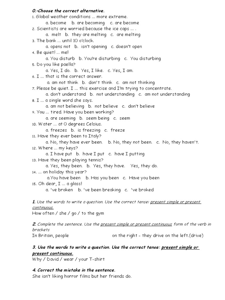 grammar exercises 1 bachillerato pdf