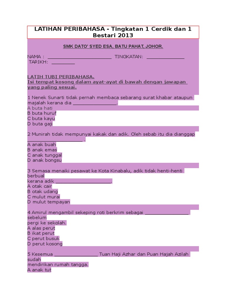 Latihan Peribahasa Pdf