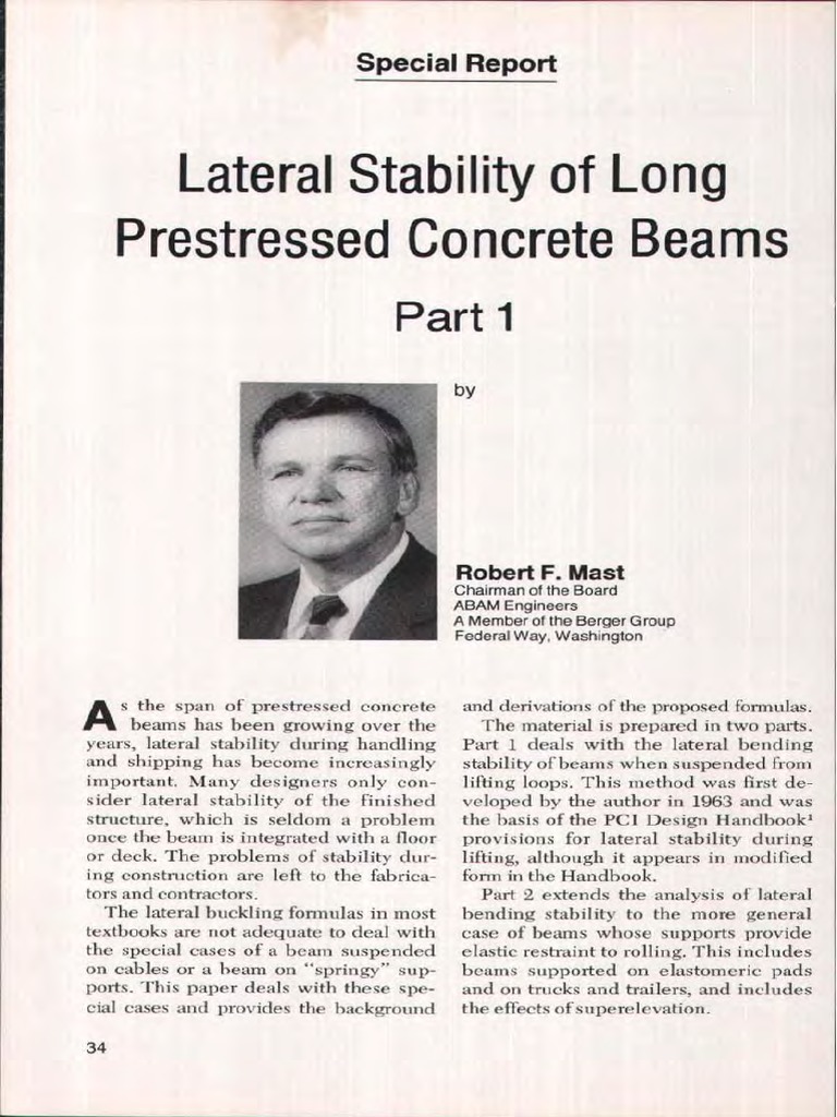 Lateral Stability of Prestressed Beams | PDF | Buckling | Beam (Structure)