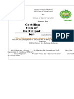 Certifica Tion of Participat Ion: "The Philippine Government's Initiative On Teacher's