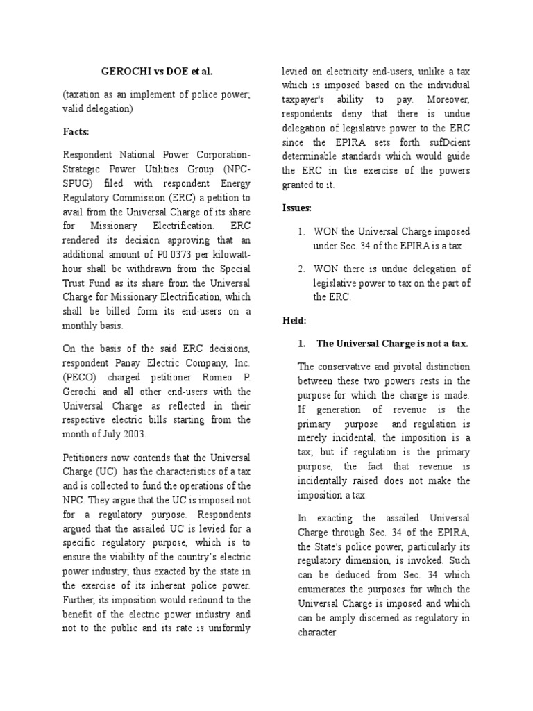 GEROCHI Vs DOE Et Al PDF Taxes Public Law
