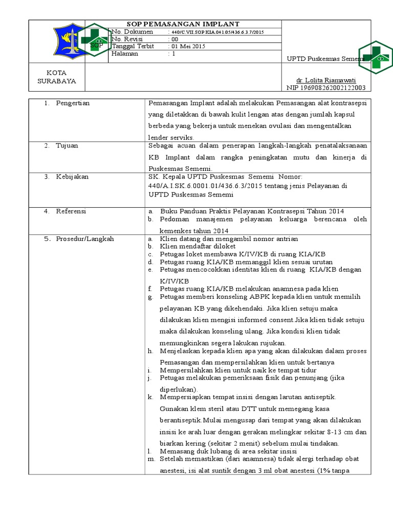 Sop Pemasangan Implant